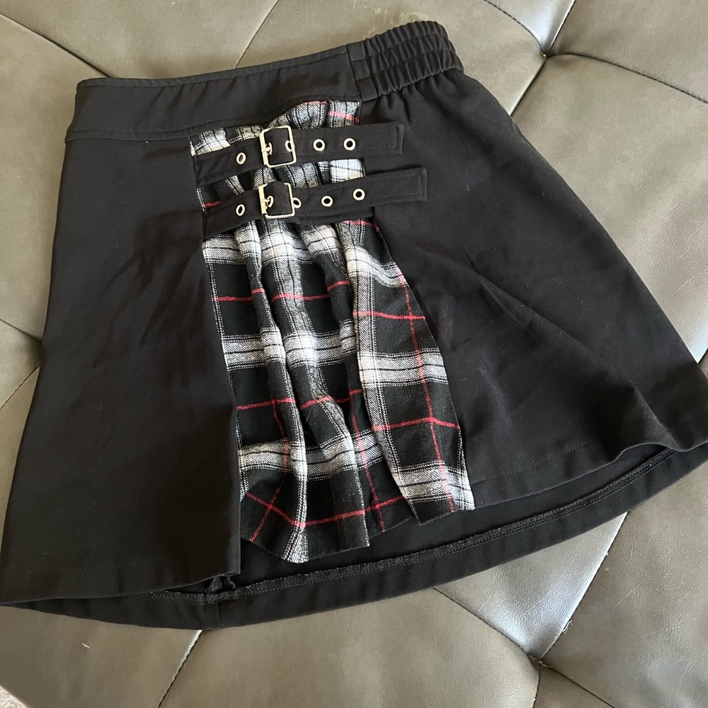 Plaid skirt plus size high waist line